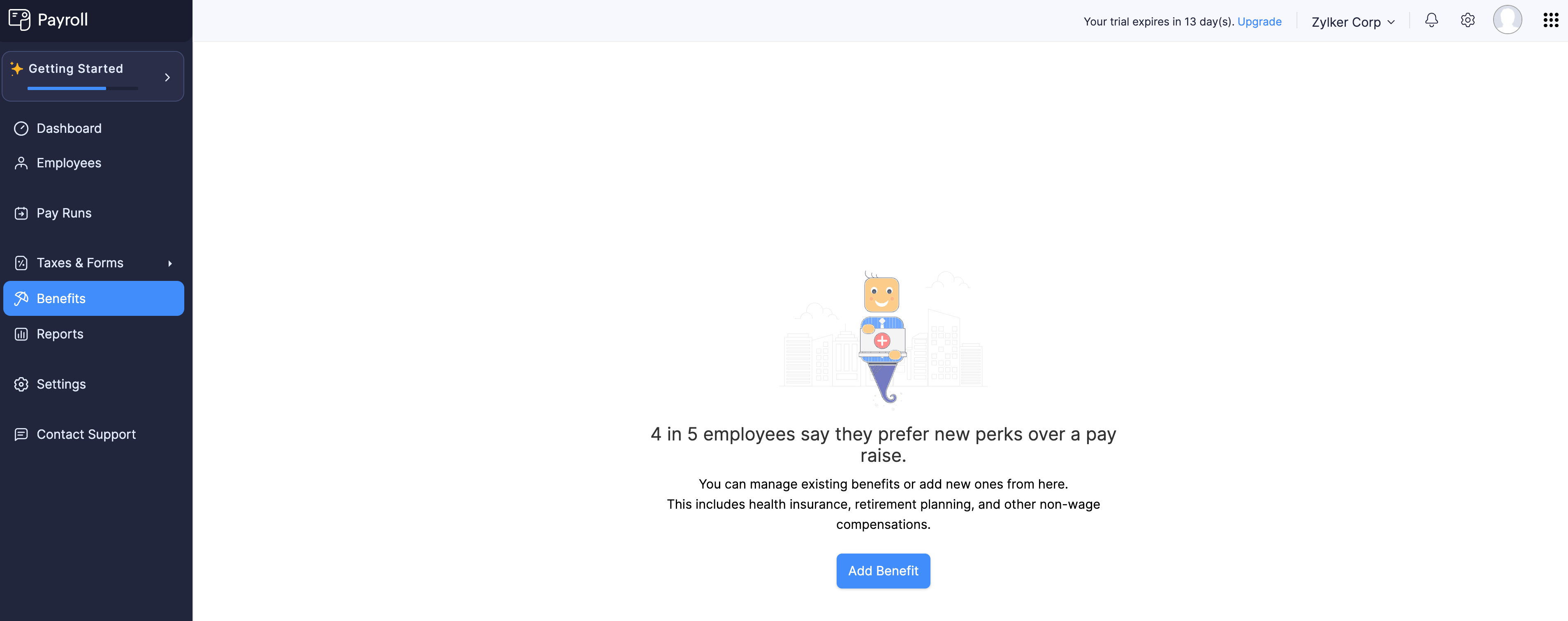 Benefits in Zoho Payroll