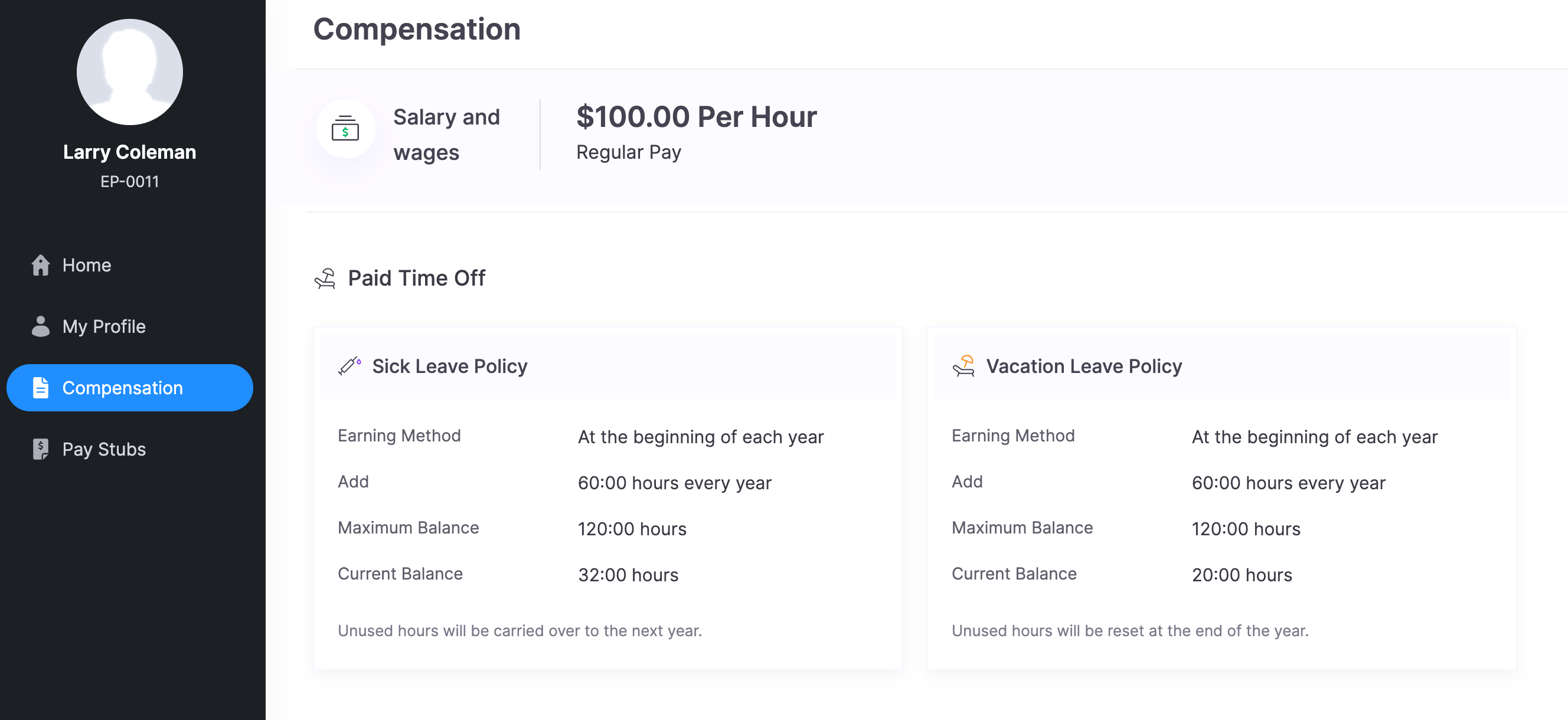 Compensation Module in Zoho Payroll’s Employee Portal