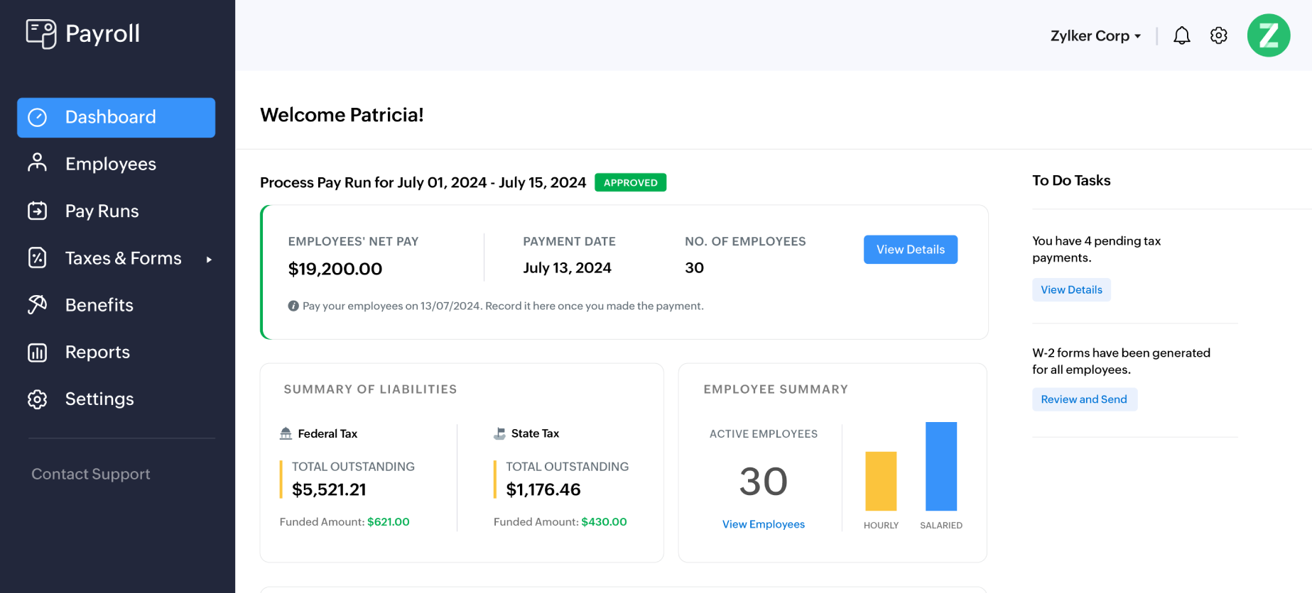 Zoho Payroll - Overview