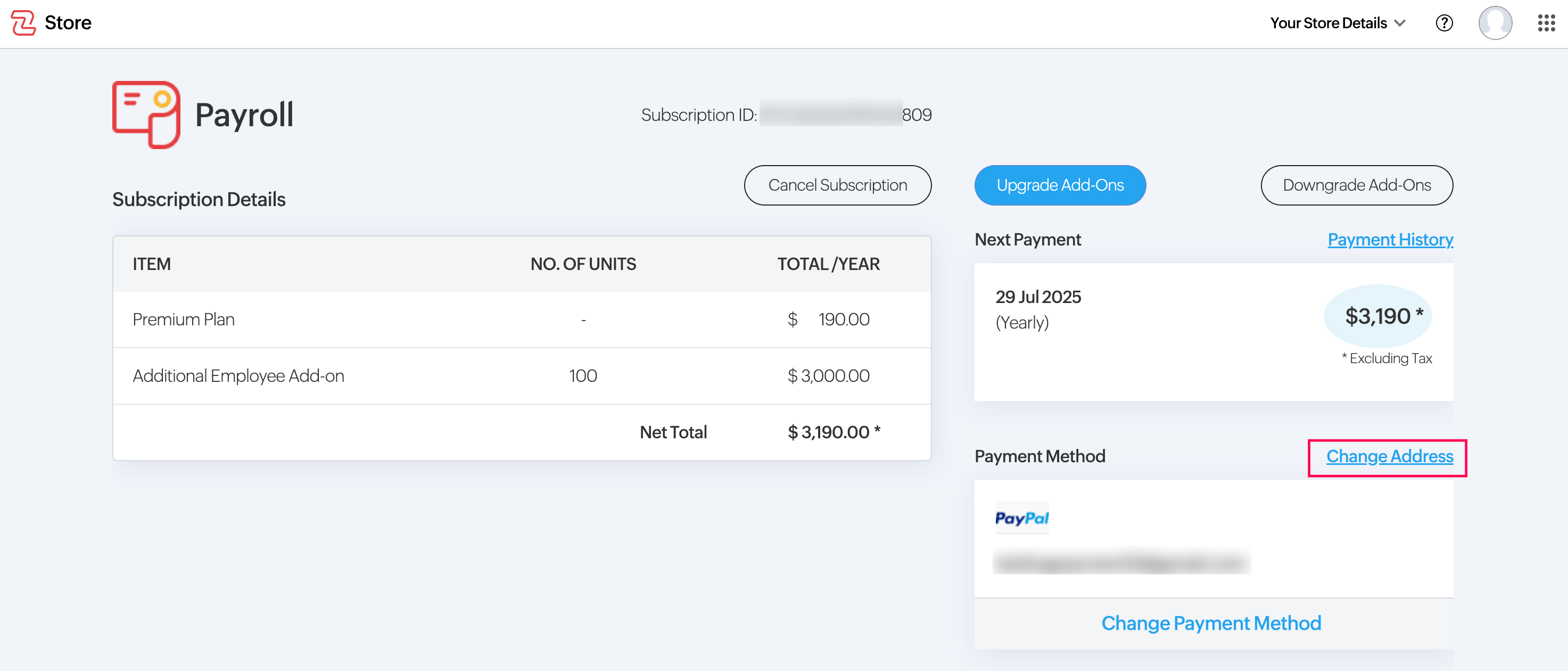 Change Your Billing Address in Zoho Payroll