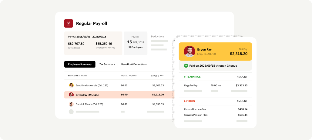 Zoho Payroll Canada - payroll processing