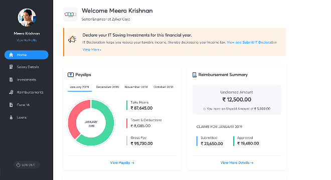 Employee self-service (ESS) portal | Zoho Payroll