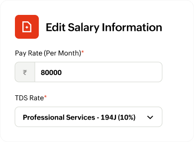 Edit salary information with TDS rate selection
