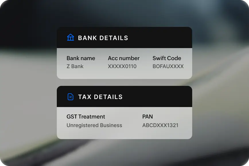 Complete supplier profile and tax details screen in Zoho Procurement