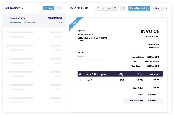 Send Professional Invoices - Startup Accounting Software | Zoho Books