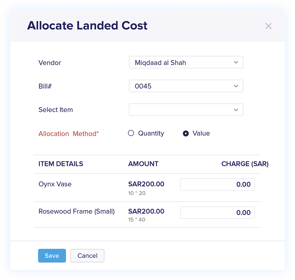 Landed Cost in Bills - Online Billing Management Software | Zoho Books