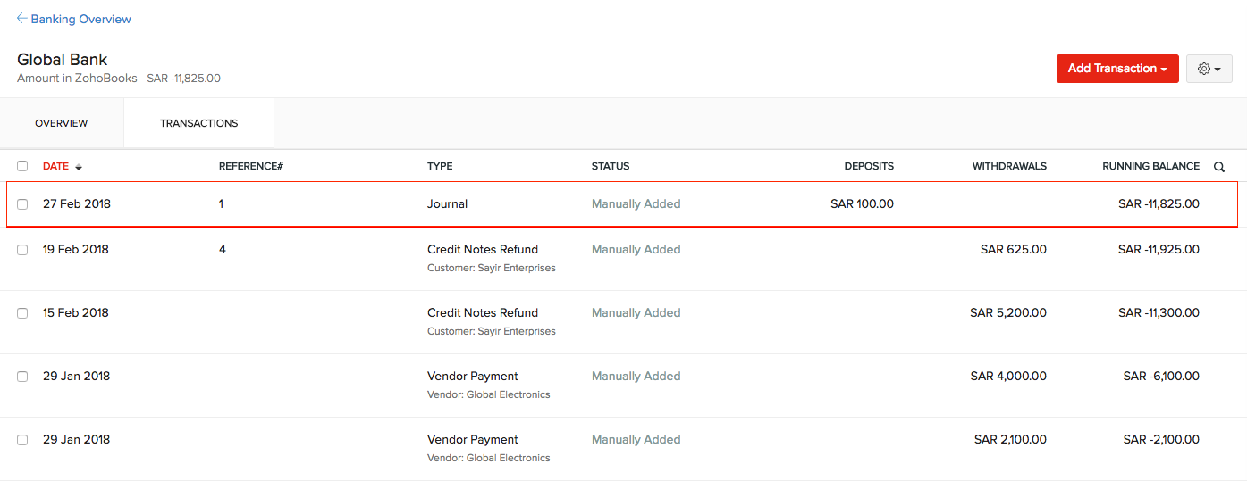 Match manually added transaction