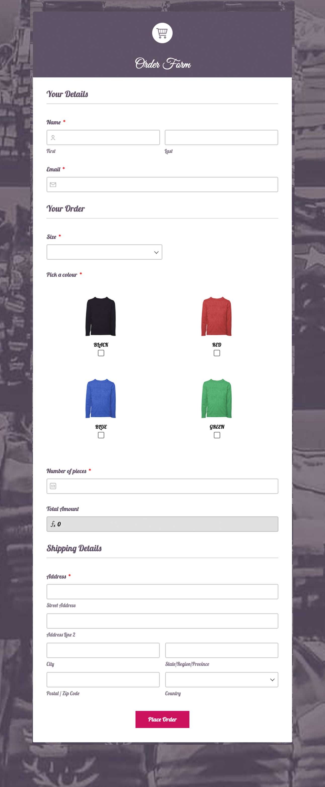 E-Commerce Forms