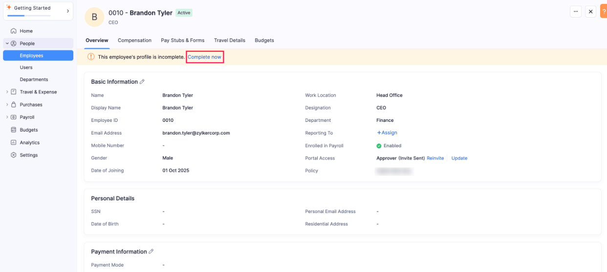 Complete Employee Profile