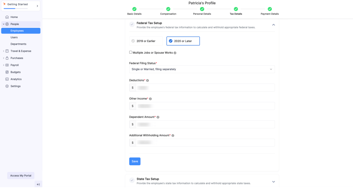 Add Tax Details for Employee
