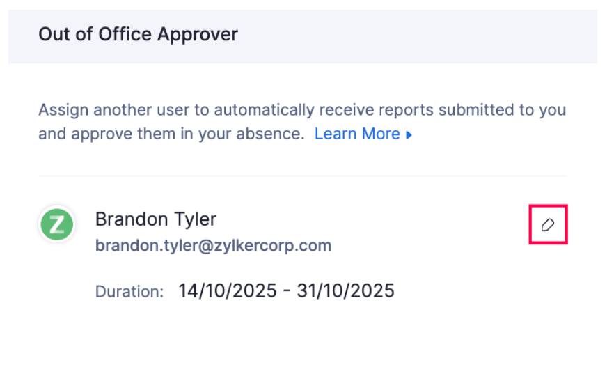 Edit Out Of Office Approver