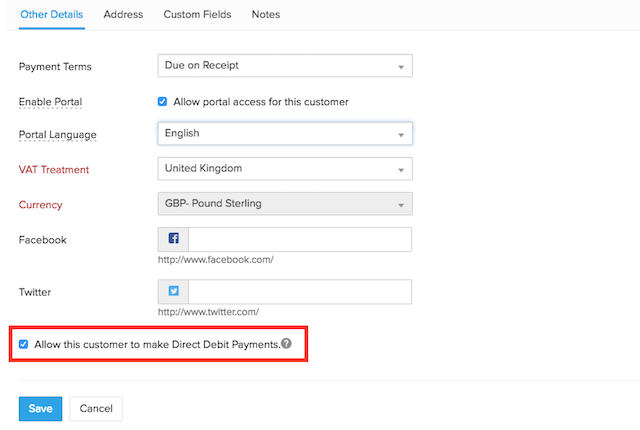 Allow direct debit