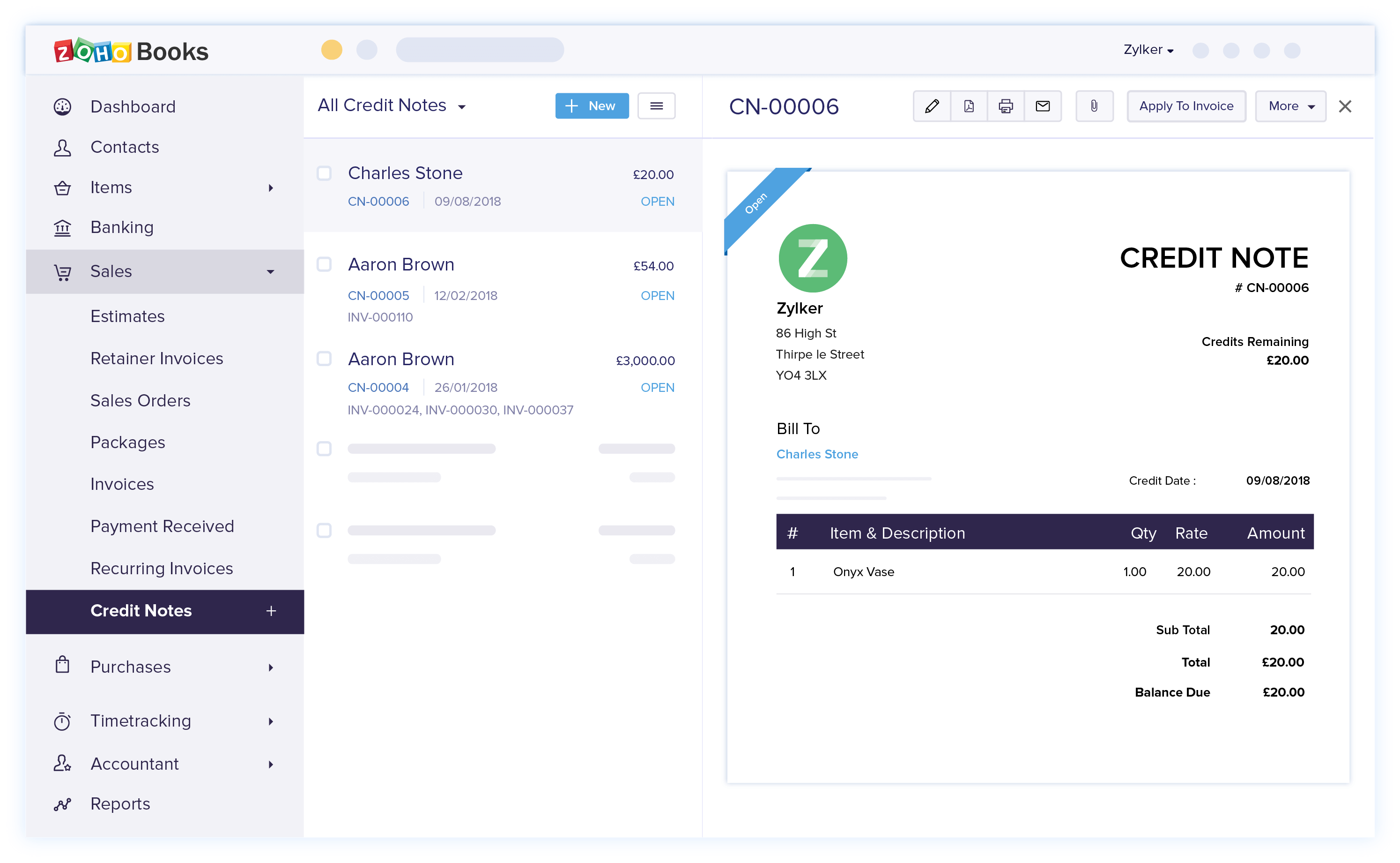Credit Notes & Invoice Refunds - Invoicing and Bookkeeping Software | Zoho Books