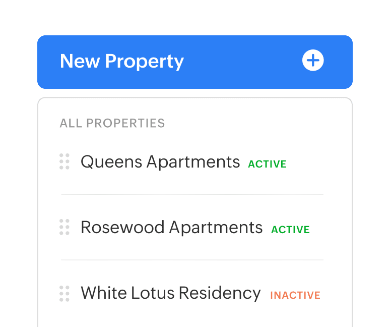 Zoho Books property list showing multiple UK rental properties