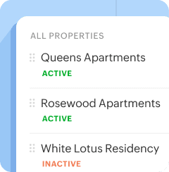 Zoho Books property management dashboard showing UK rental properties and transactions