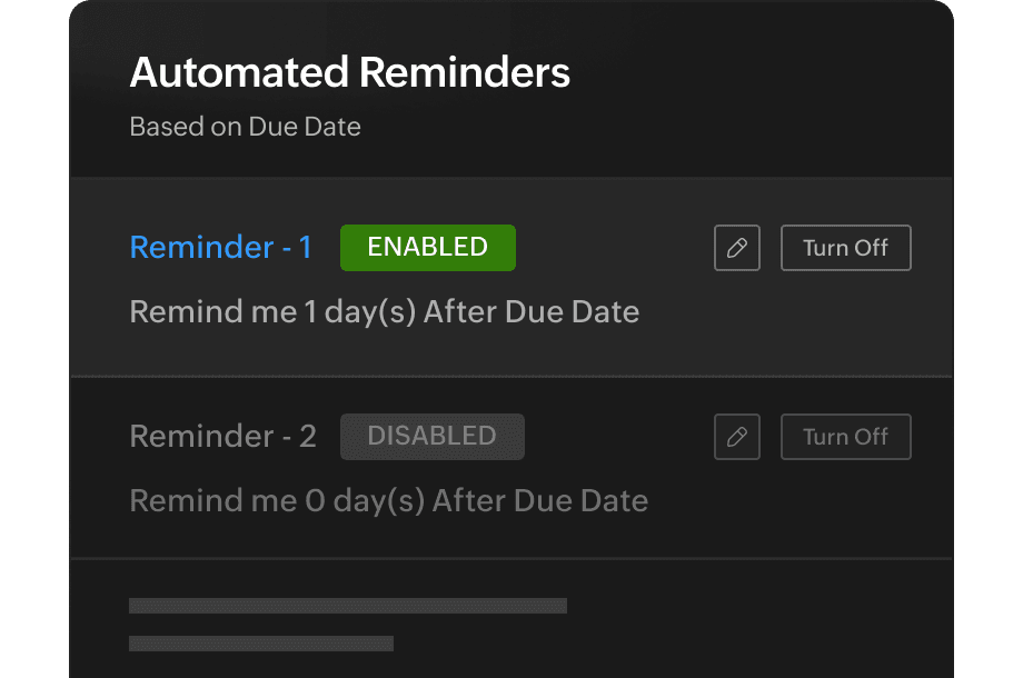 Automated payment reminder settings for tenant invoices in Zoho Books