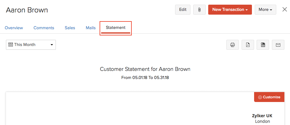 Customer statement