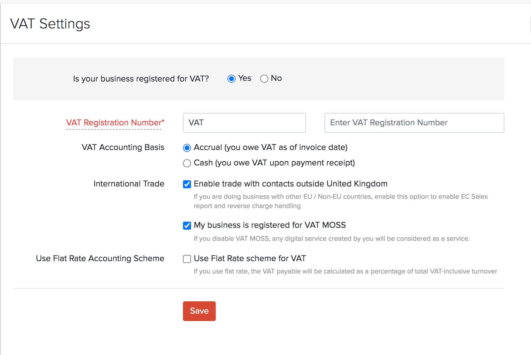 VAT Settings