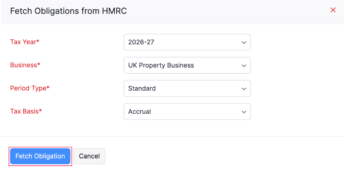 Fetch Obligations from HMRC