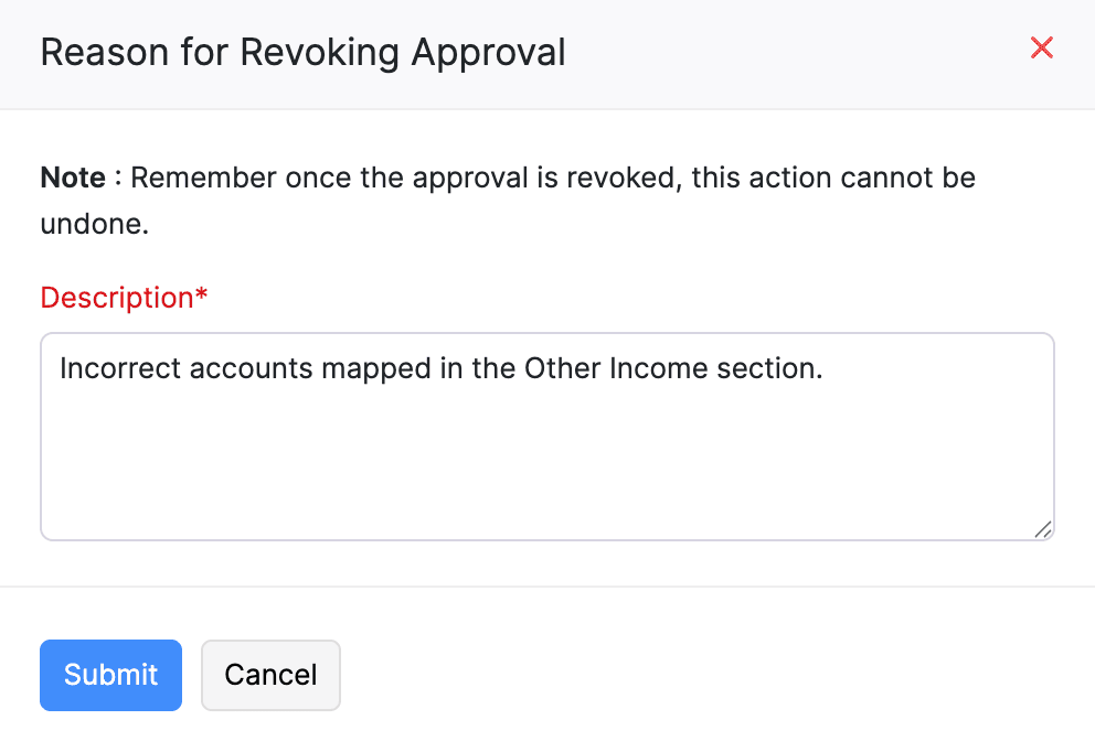 Reason for Reverting Approval