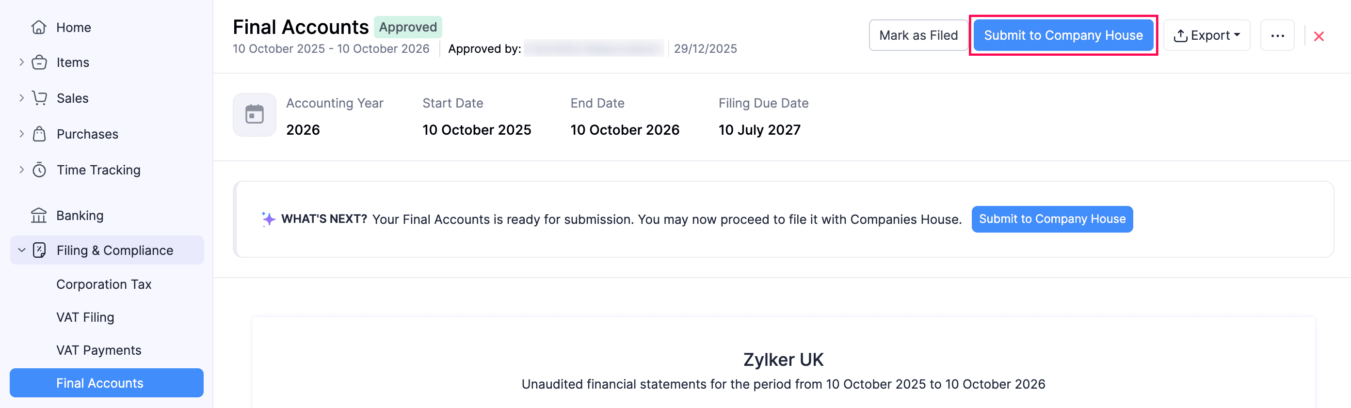 Submit to Company House