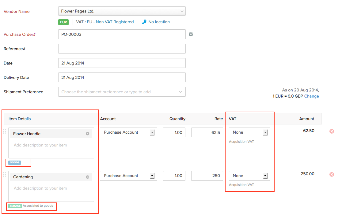 Acquisition VAT in Purchases