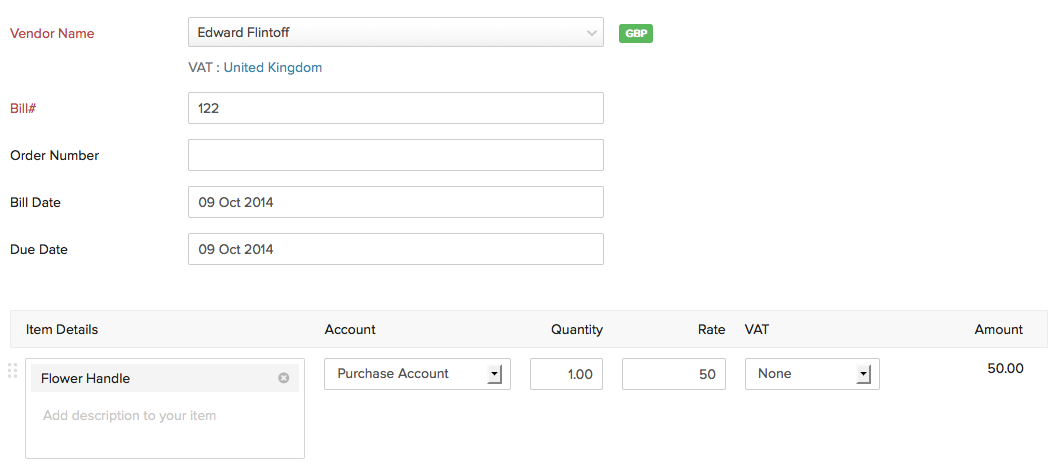 VAT in Purchases