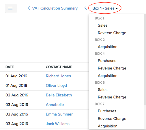 VAT Calculation Summary - navigation