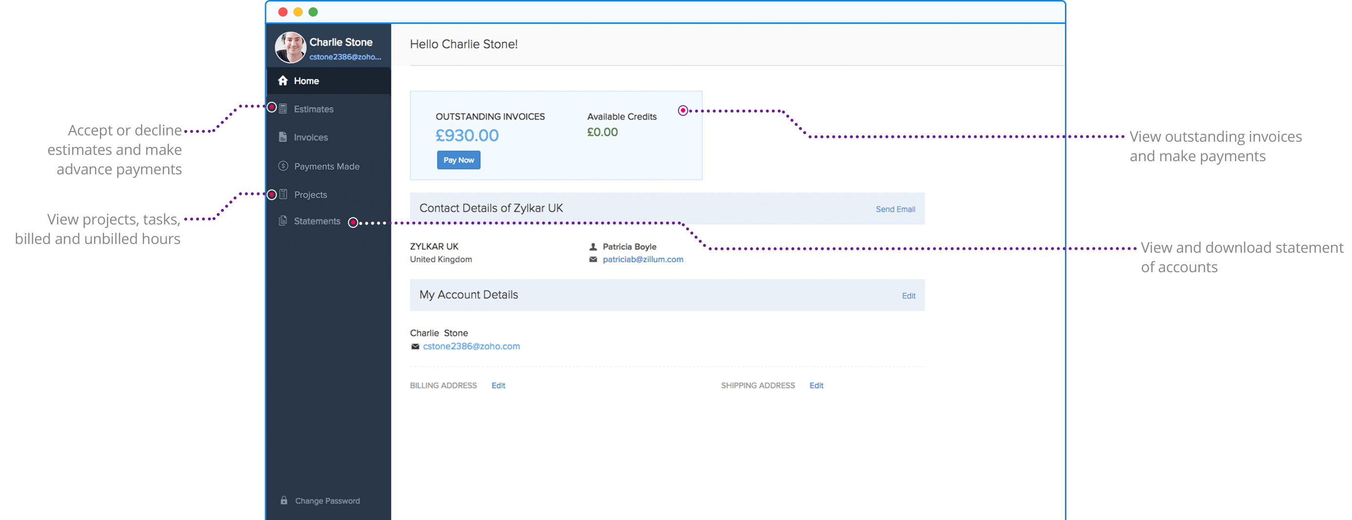 Online Customer Portal - Zoho Invoice