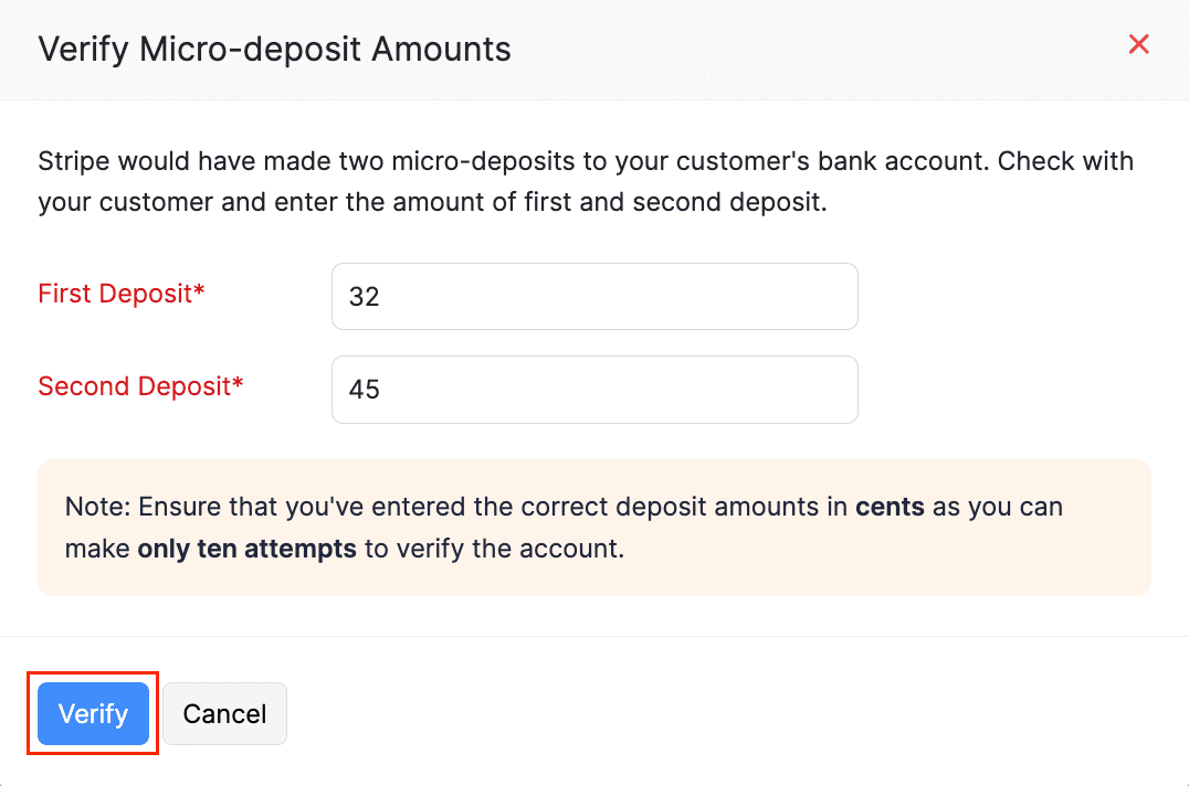 Micro Deposit Amount