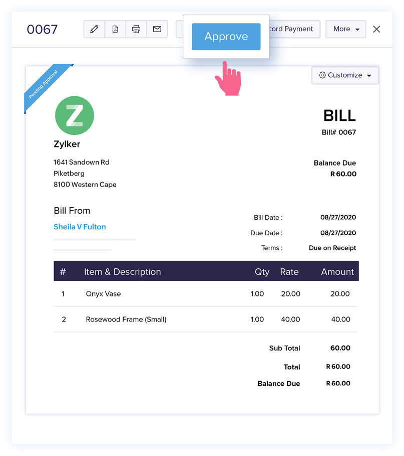 Purchase Approval - Bills Verification - Online Billing Management Software | Zoho Books