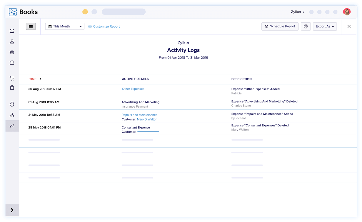 Audit Trails - Accounting Reports | Zoho Books