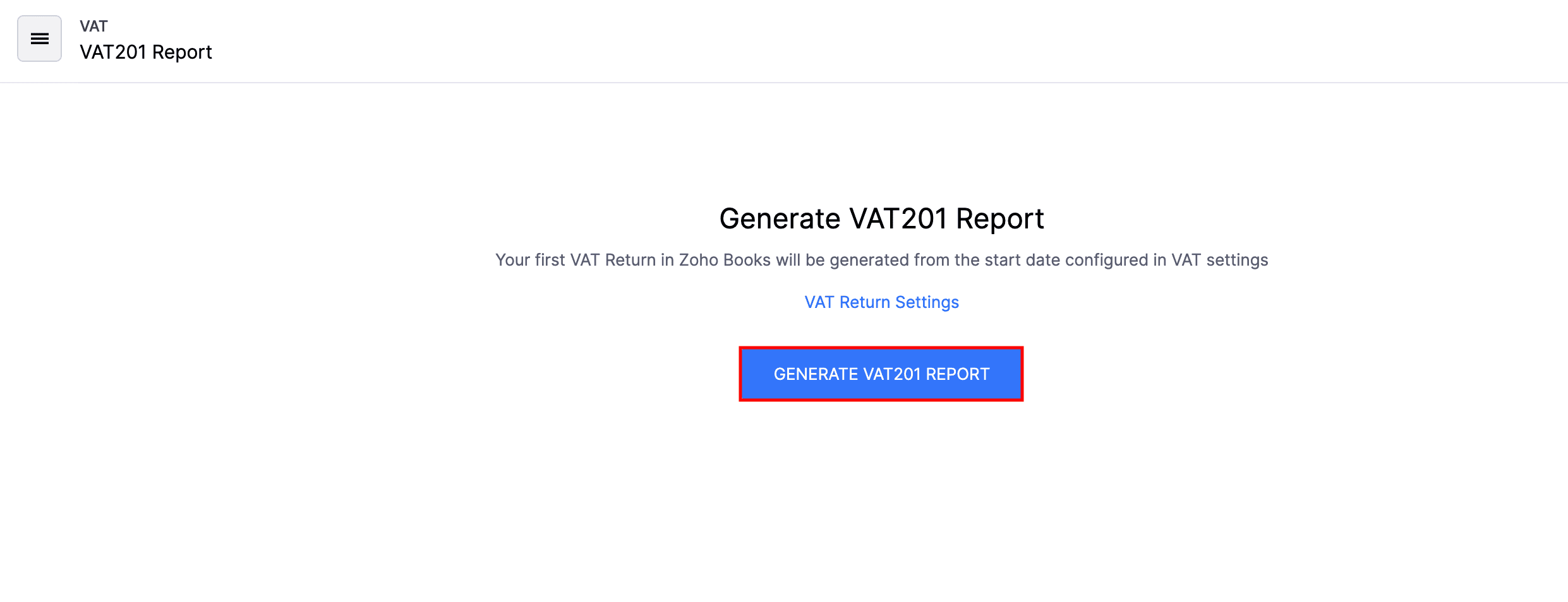 Generate VAT201 Report