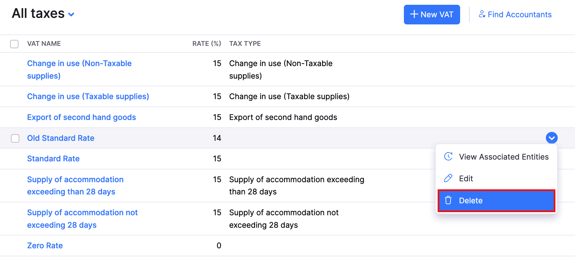 Delete VAT